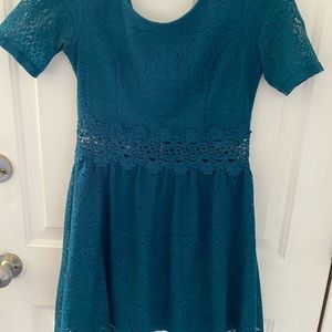 Emerald dress  above knees